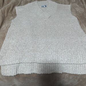 Michael Stars Cream Marbled V-Neck Sweater Vest S